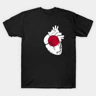 Anatomical heart design, Japanese flag T-Shirt